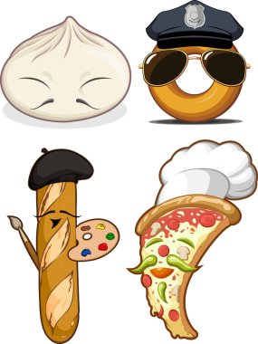 yemek seti - Çin topuz, Fransız ekmeği, pizza chef & polis halka