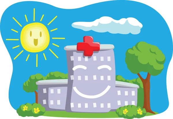 Dibujos animados de Funny Hospital Building — Vector de stock