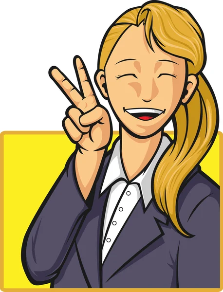 Cartoon van gelukkig kantoor werknemer meisje — Stockvector