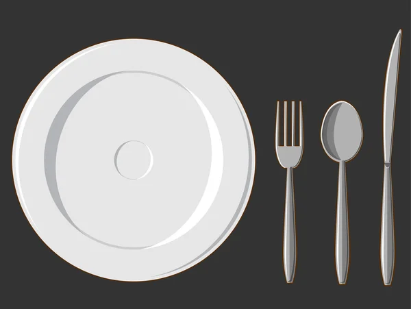 套餐桌椅-板、 叉、 勺 & 刀 — 图库矢量图片