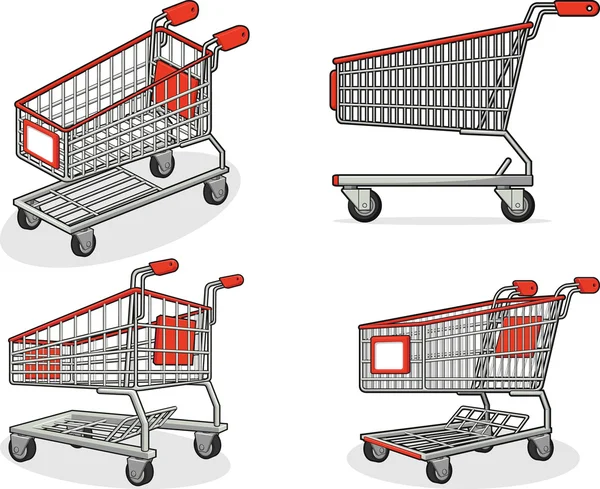 Shopping cart eller vagn från flera befattningar — Stock vektor