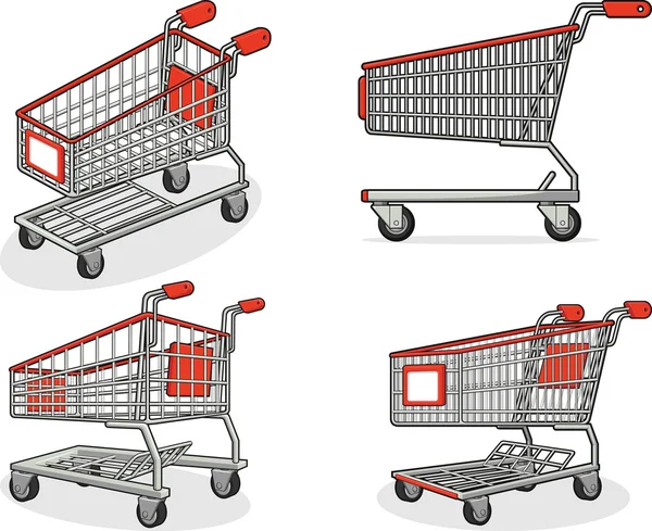 Carro de la compra o carro desde varias posiciones — Vector de stock