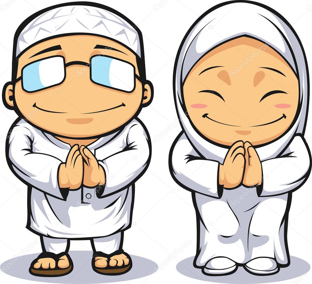 Cartoon of Muslim Man & Woman