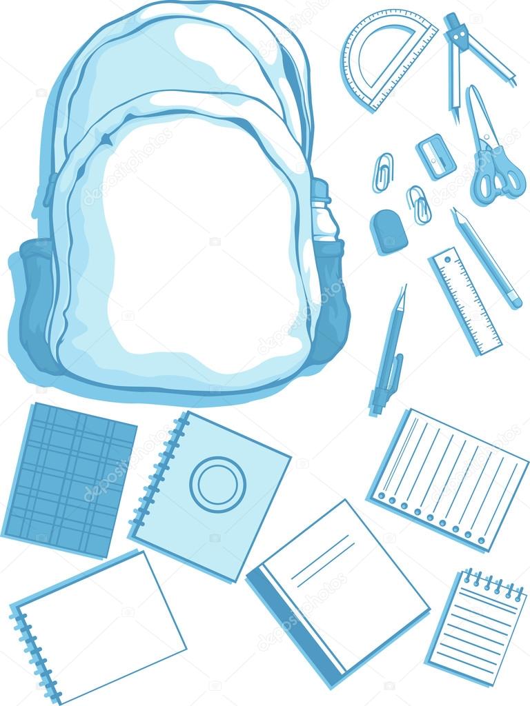 Customizable Vector Kits of School Bag and School Supplies