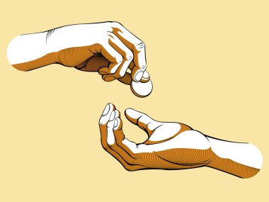 Hands Giving & Receiving Money (colored version) clipart