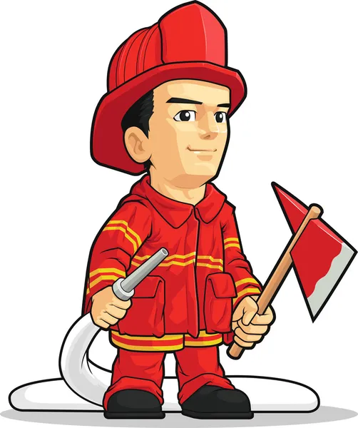 Cartoon van brandweerman jongen — Stockvector