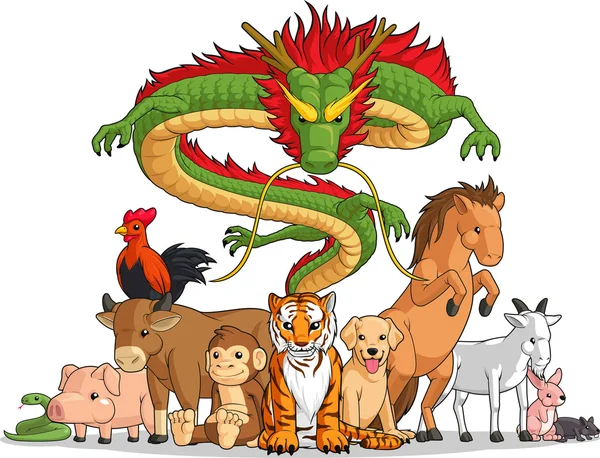 一緒にすべての 12 中国の黄道帯動物 — ストックベクタ