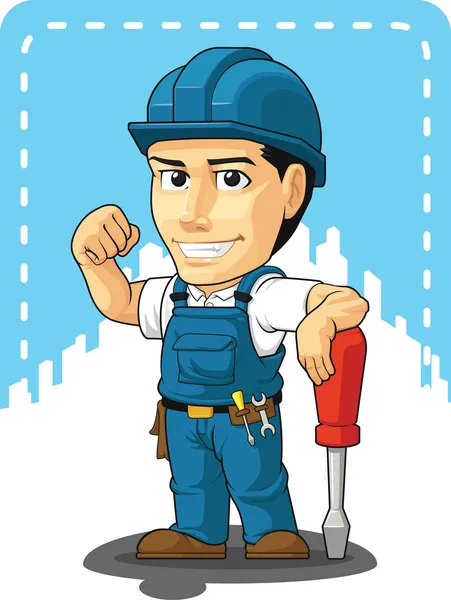 Cartoon of Technician or Repairman — Stock Vector