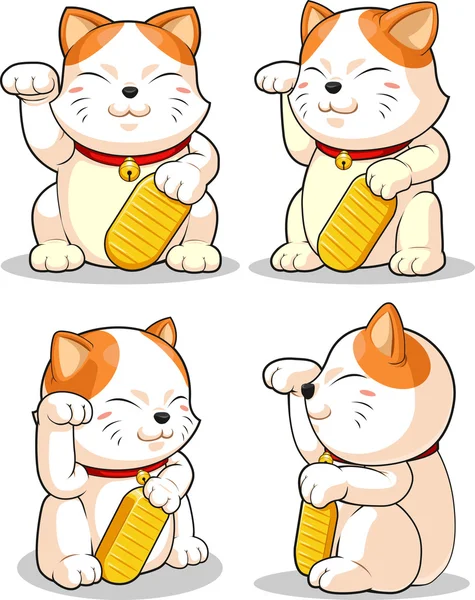 Lucky Cat (Makeni Neko) van verschillende posities — Stockvector