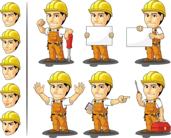 Industrial Construction Worker Mascot — Stock Vector