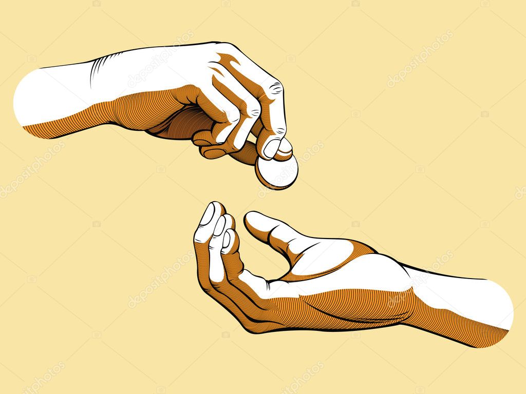 Hands Giving & Receiving Money (colored version)