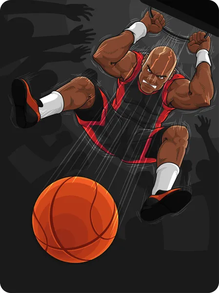 Jogador de basquete fazendo slam dunk — Vetor de Stock