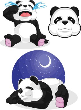 Panda 2 - uyku, ağlayan, panda kafa set