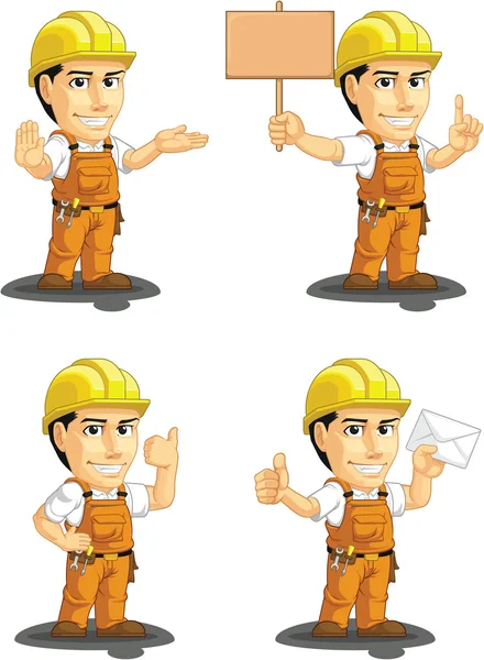 Industrial Construction Worker Customizable Mascot 4 — Stock Vector