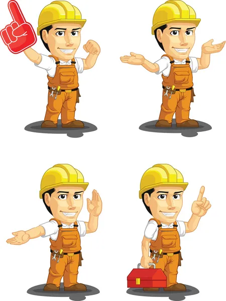 Mascotte personalizzabili del lavoratore edile industriale 14 — Vettoriale Stock