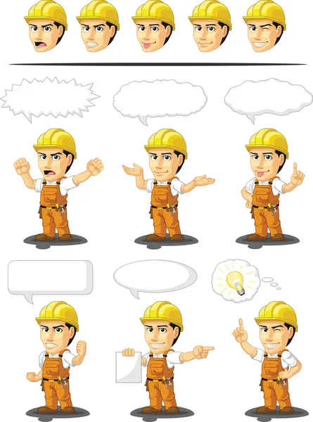 Industrial Construction Worker Customizable Mascot 17 — Stock Vector