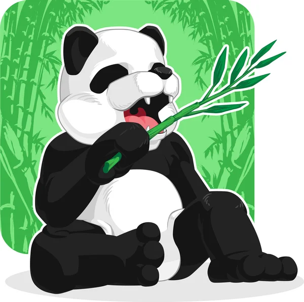 Panda Eating Bamboo Leaves — Stock Vector