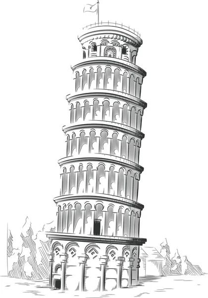 Schizzo d'Italia Punto di riferimento - Torre di Pisa — Vettoriale Stock