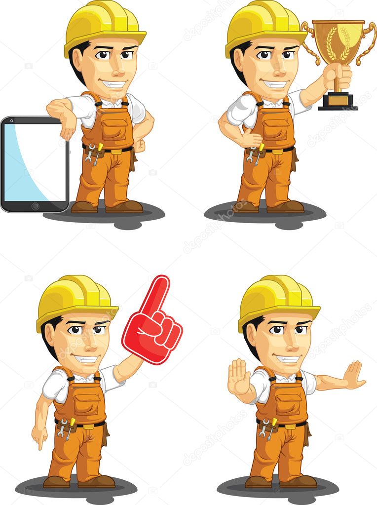 Industrial Construction Worker Customizable Mascot 15