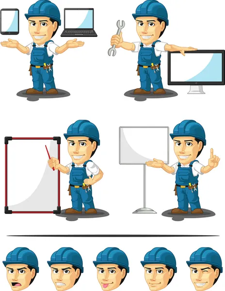 Mascotte personnalisable de technicien ou réparateur 16 — Image vectorielle