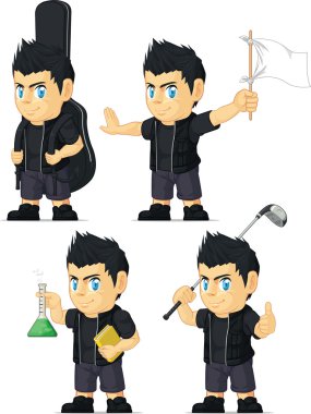 dikenli rockçı çocuk özelleştirilebilir maskot 6