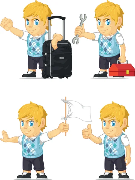 Blonde rijke jongen aanpasbare mascotte 8 — Stockvector