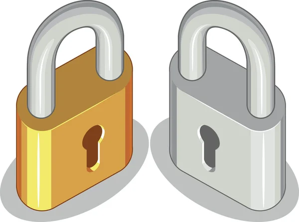 锁或挂锁-黄铜 & 金属 — 图库矢量图片