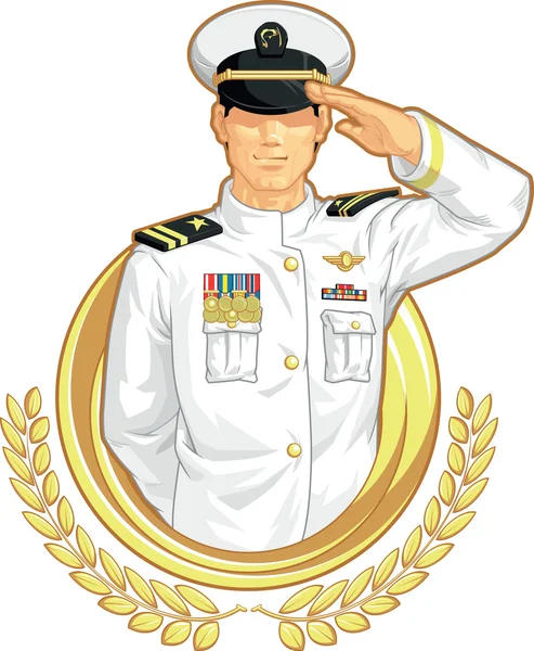 Militaire officier in salute gebaar — Stockvector