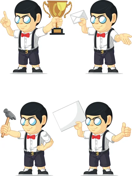 Nerd Boy Personalizable Mascota 2 — Vector de stock