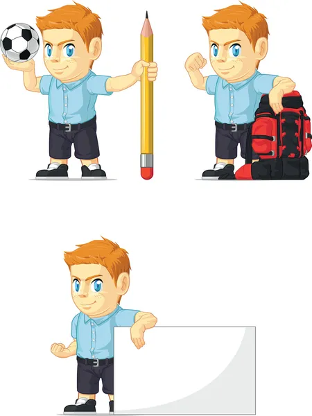 Red Head Boy Customizable Mascot 14 — Stock Vector