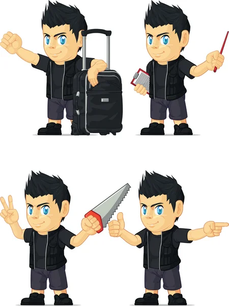 Spiky Rocker Boy Customizable Mascot 7 — Stock Vector