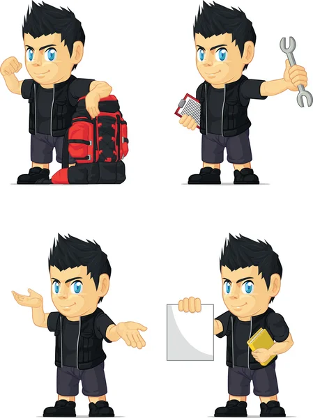 Spiky Rocker Boy Personalizable Mascota 11 — Vector de stock