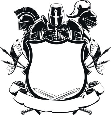 Knight & kalkan siluet süsleme