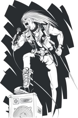 Kroki üzerinde konser Rock'çı şarkı