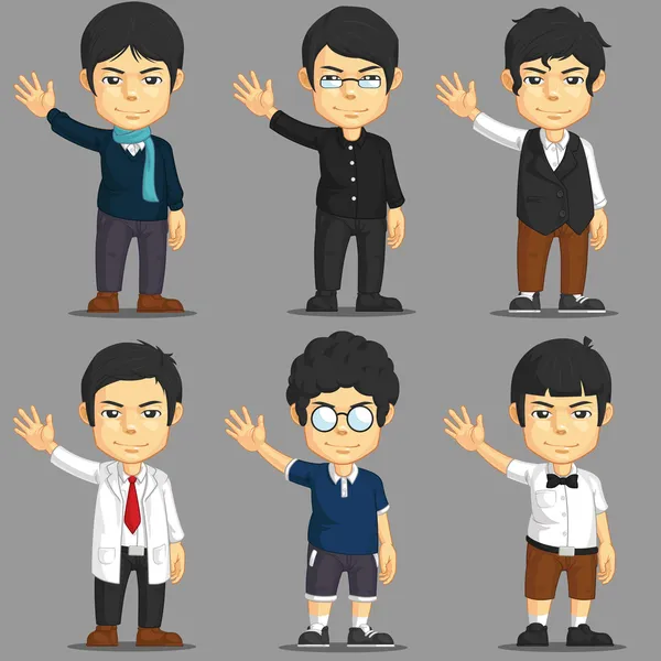 Conjunto de personagens de desenhos animados de homem — Vetor de Stock