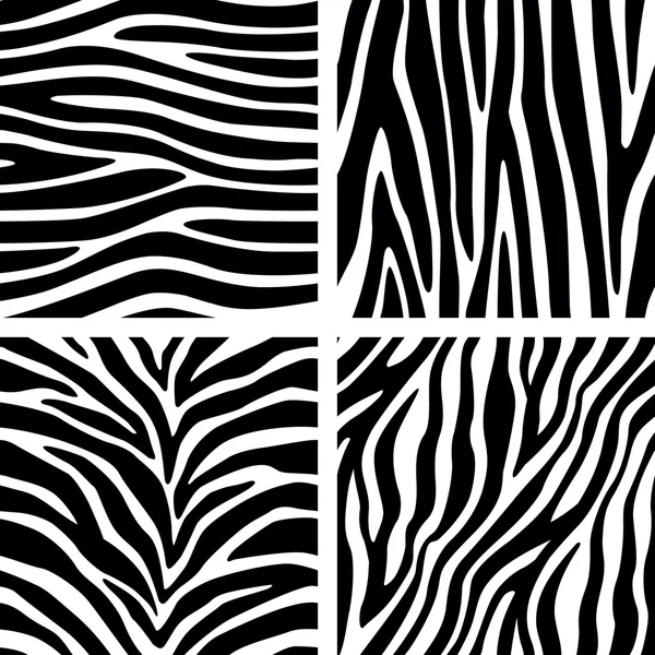 Zebra Stripes Seamless Pattern Set — Stock Vector