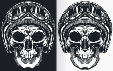 A silhouette contour of a biker skull from front view perspective