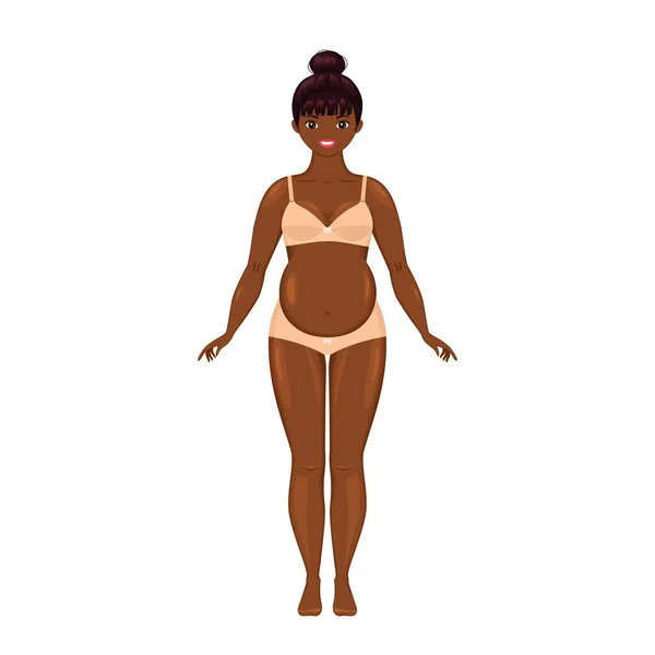 Cute Young African American Pregnant Woman Dressed Elegant Underwear Cartoon — Stock vektor