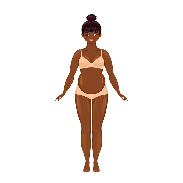 Милая Молодая Афроамериканская Беременная Женщина Элегантном Нижнем Белье Мультфильм Плоский — стоковый вектор