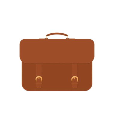 Evrak çantası beyaz arka planda izole edilmiş. Çizgi film düz stili. Vektör illüstrasyonu