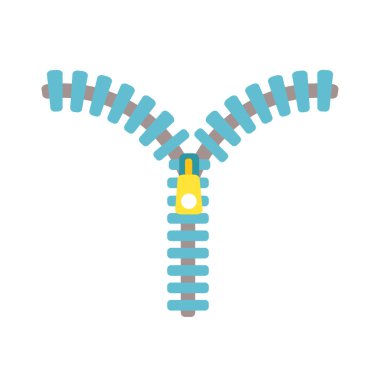 Açık fermuar beyaz arka planda izole edilmiş. Vektör çizimi. Çizgi film düz stili