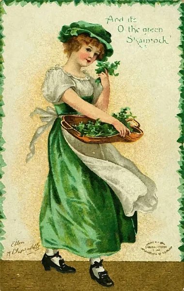 Saint Patricks Day. Vintage postcard — Stock Vector
