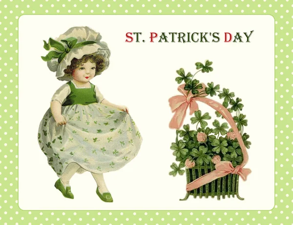 Patrick Day Vintage Postcard Cartoon Style Illustration — Stock Photo, Image