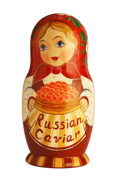 레드 캐 비어와 러시아 matrioshka — 스톡 사진