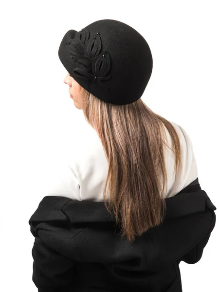 Woman Black Felt Hat — Stock Photo, Image