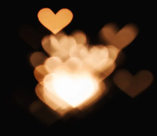 Bokeh Textures Shape Hearts Black Background — Stock Fotó