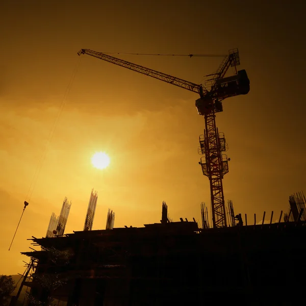 Silhouet van de bouwplaats — Stockfoto