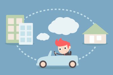 man driving to office clipart