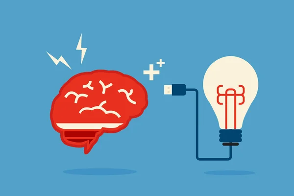 Cerebro y bulbo idea — Vector de stock