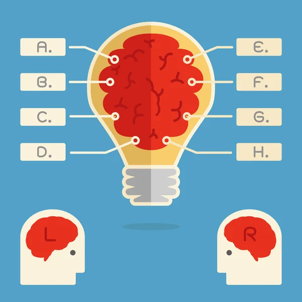 Infográficos cerebrais design mínimo . — Vetor de Stock